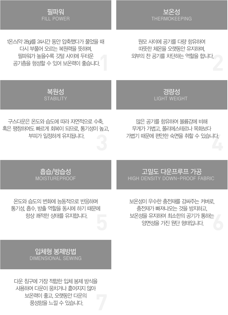 구스다운의 장점